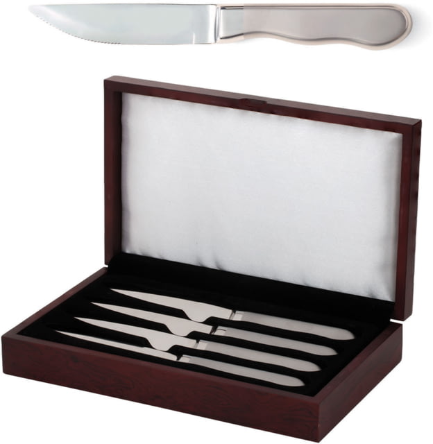 Utica Ultimate Steak Knife Set of 4 5.5" partially serrated stainless blade Frosted finish stainless handle - Utica