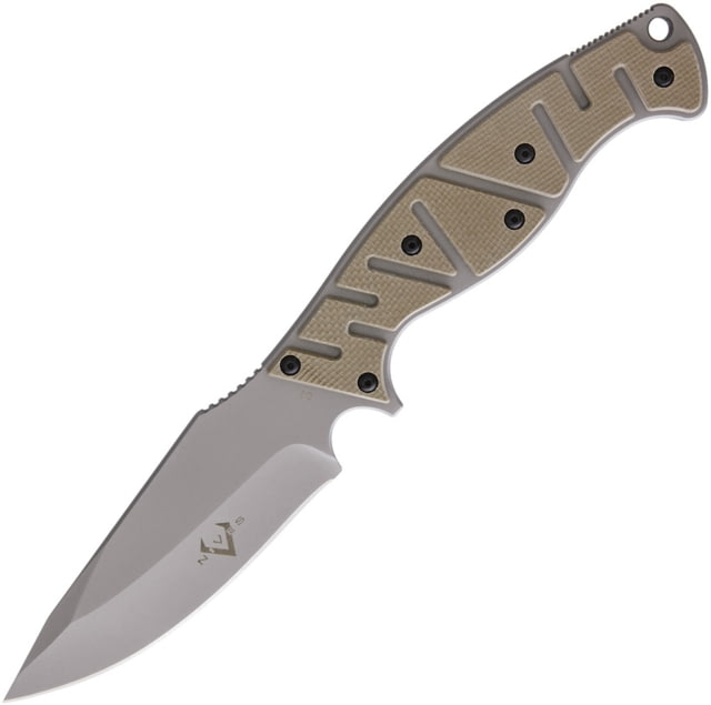 V NIVES Alte Beast Coyote Fixed Blade Knife 10in Overall 4.5in Gray Finish D2 Tool Steel Drop Point Coyote Brown G10 Handle Black Kydex Sheath Storage - V Nives