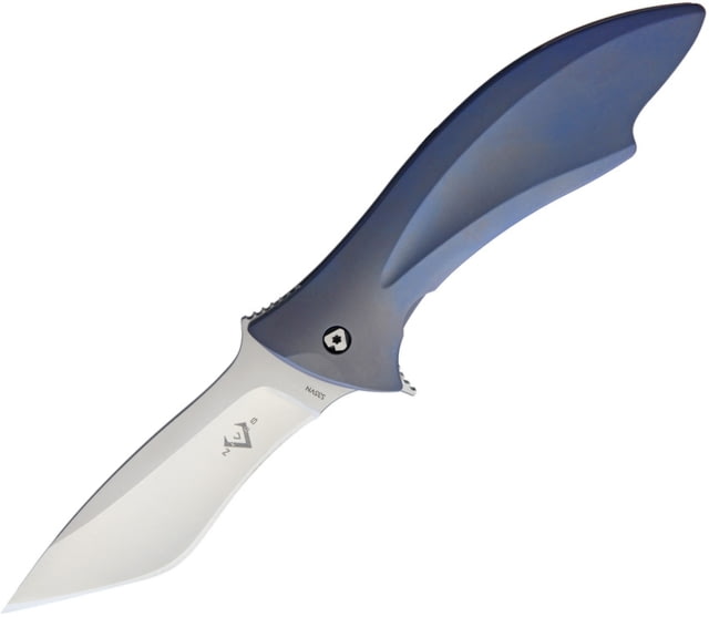 V NIVES Deplorable Linerlock Folding Knife 5.5in Closed 4in Satin S35Vn SS Blade Blue Satin Titanium Handle Pocket Clip Storage Case. - V Nives