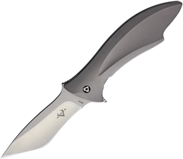 V NIVES Deplorable Linerlock Folding Knife 5.5in Closed 4in Satin S35Vn SS Blade Gray Satin Titanium Handle Pocket Clip Designed By Jerry Hossom - V Nives