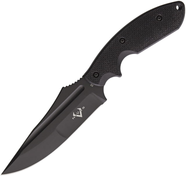 V NIVES Frontier Survivor Fixed Blade Knife 9.88in Overall 5in Black D2 Tool Steel Blade Black G10 Handle Black Kydex Sheath Storage Case. - V Nives