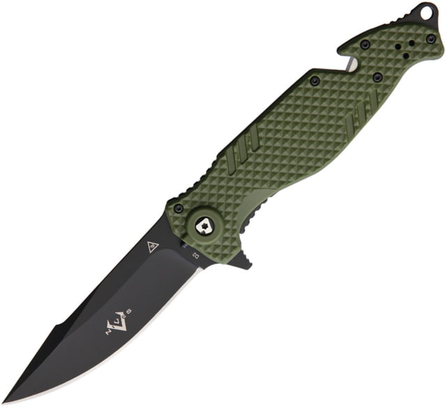 V NIVES TGL Trailblazer OD Green Folding Knife 3.75" black finish D2 tool steel blade OD green FRN handle - V Nives