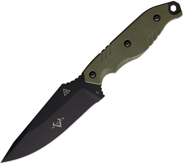 V NIVES Trailblazer Green Fixed Blade Knife 10.13in Overall 5in Black PVD Coated D2 Tool Steel Blade Green G10 Handle Black Injection Molded Belt - V Nives