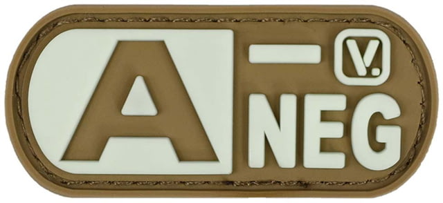 Vanquest Gear Blood Type A- Negative - Glow In The Dark Patch Coyote Tan - Vanquest Gear