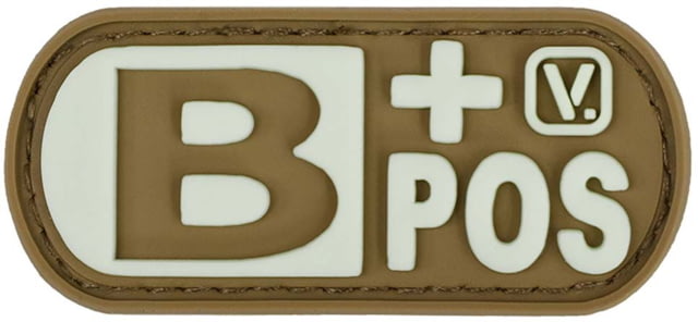 Vanquest Gear Blood Type B Positive - Glow In The Dark Patch Coyote Tan - Vanquest Gear