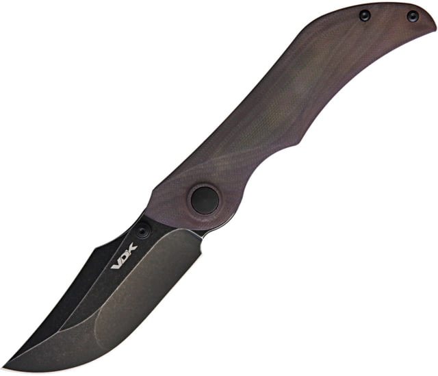 VDK Knives Talisman Linerlock Folding Knife 3.25" black stonewash finish D2 tool steel blade Brown G10 handle VDK021 BROWN JADE TALISMA