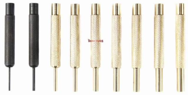 Vector Optics Gun Smith Punch Tool Kit 9 Pieces Brass/ Stainless Steel Black/Brass - Vector Optics