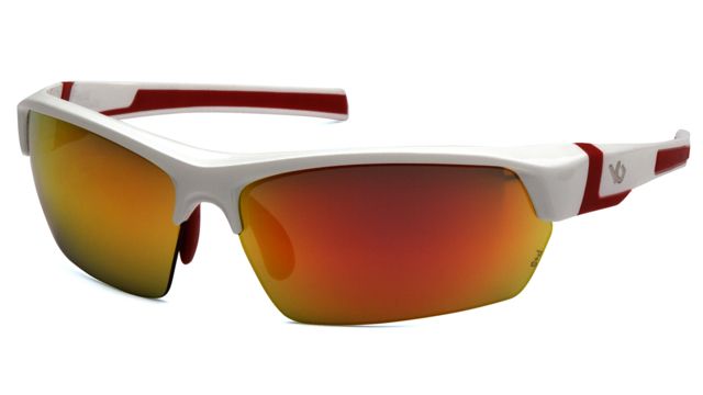 Venture Gear Tensaw Shooting Glasses White/Red Frame Sky Red Mirror Anti-Fog Lens - Venture Gear