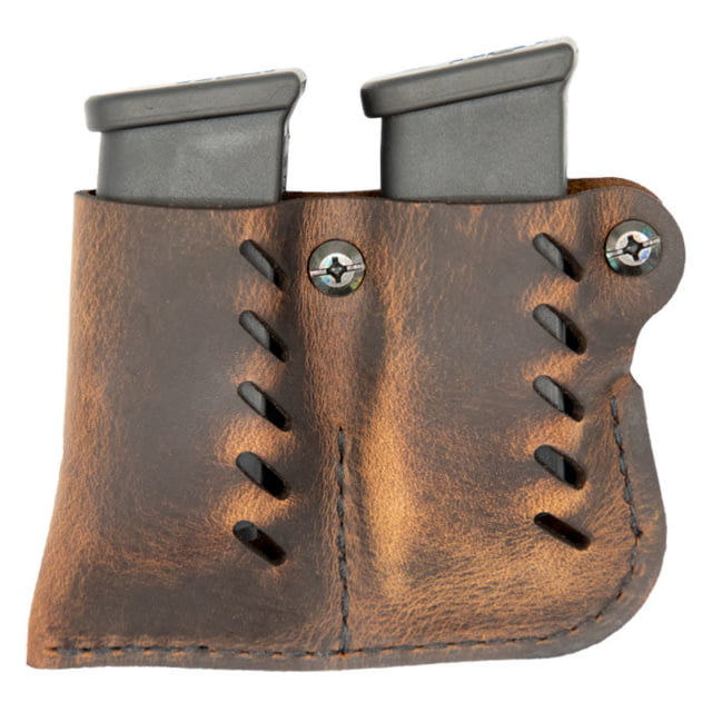 Versacarry Leather Double Magazine Pouch Double Stack Distressed Brown - Versacarry