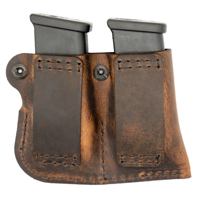 Versacarry Leather Double Magazine Pouch Single Stack Distressed Brown - Versacarry