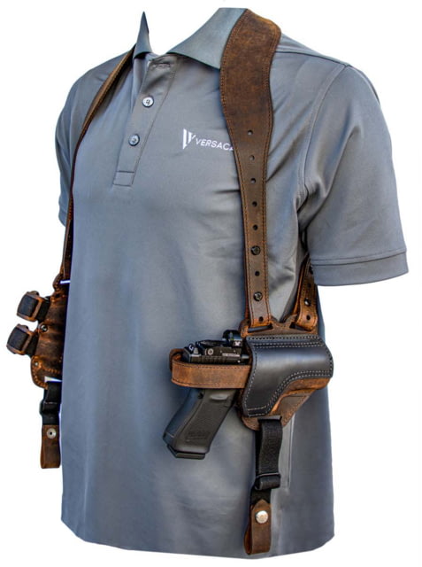 EDEMO Versacarry Shoulder Holster Deluxe - Thumb Break - Brown Base/Black Patch - Size 2 SH22 EDEMO1 Used Condition Fair - Versacarry