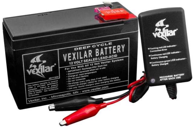 Vexilar 12 Volt/9 Amp Lead Acid Battery & 1 Amp Charger System Black Regular - Vexilar