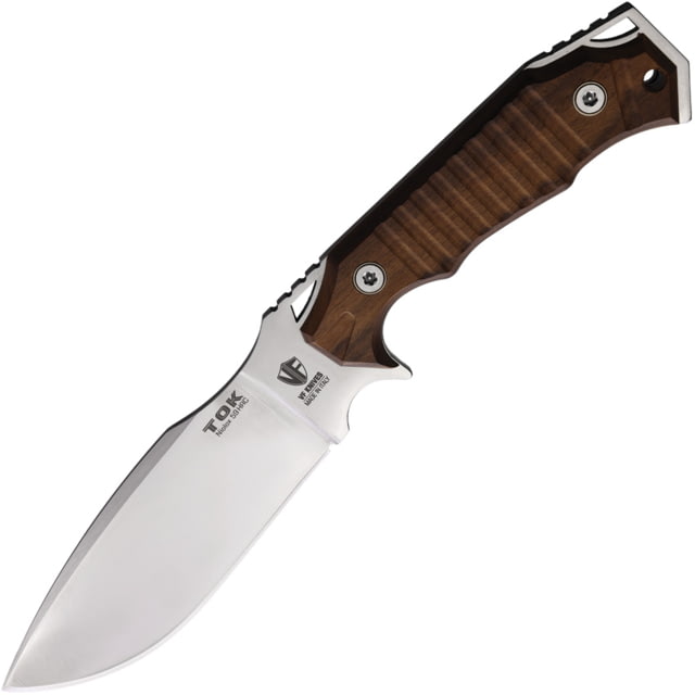 VF Knives TOK Santos Wood Fixed Blade Knife 11in Overall 5.75in Satin Finish Niolox Tool Steel Blade Santos Wood Handle Leather Sheath - Vf Knives