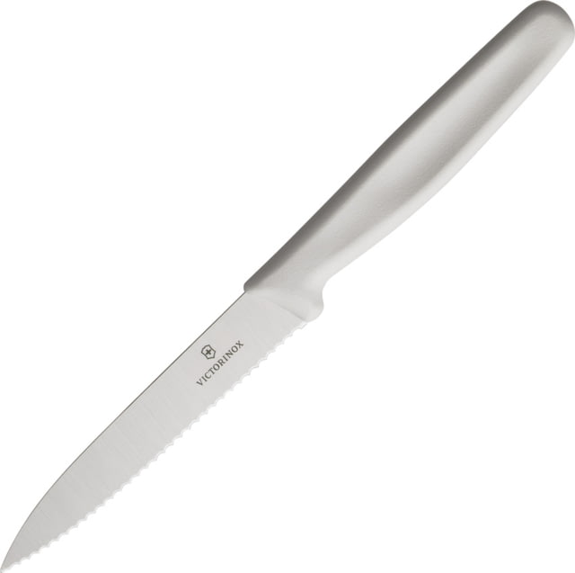 Victorinox Utility Serrated White Knife 4" satin finish serrated stainless blade White polypropylene handle