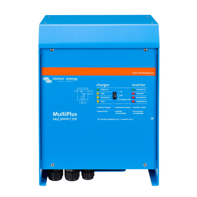 Victron Energy Multiplus Inverter/Charger 24 volts 3000W 70 amps Battery Charger 50 amps Transfer Switch Blue - Victron Energy