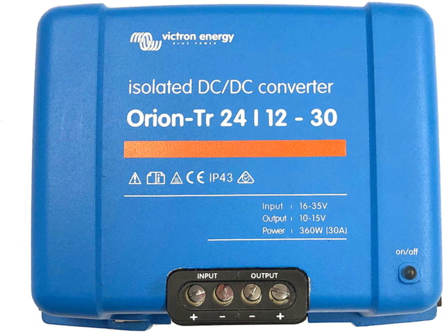 Victron Energy Orion-TR DC-DC Converter 24 volts to 12 volts 30 amps Isolated Blue