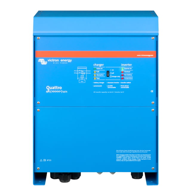 Victron Energy Quattro Inverter/Charger 48 volts 10000W 200 amps Battery Charger 50 amps Transfer Switch Blue - Victron Energy