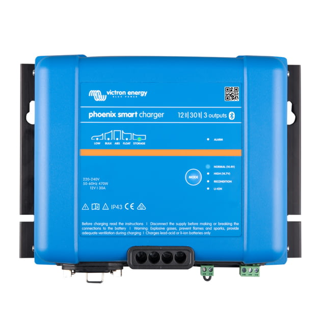 Victron Energy Phoenix Smart IP43 Charger 12/30 3 120-240VAC Requires 5-15P Mains Cord One Size - Victron Energy