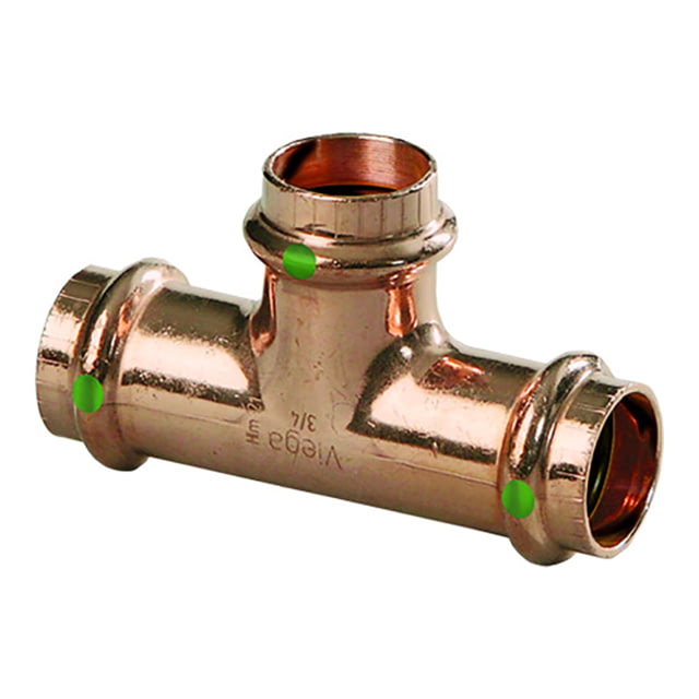 Viega ProPress 2in Copper Tee - Triple Press Connection - Smart Connect Technology