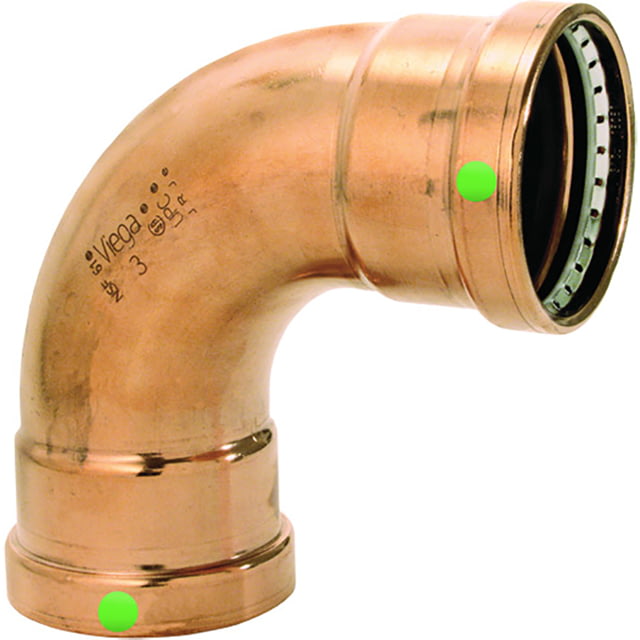 Viega ProPress XL 2-1/2in - 90 degrees Copper Elbow - Double Press Connection - Smart Connect Technology