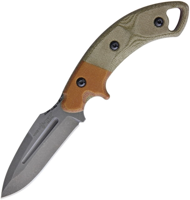 Viking Tactics Crusader Knife 9.25in Overall 3.5in 1095Hc Steel Blade Green/ Brown Canvas Micarta Handle Tan Kydex Molle Compatible Sheath - Viking Tactics