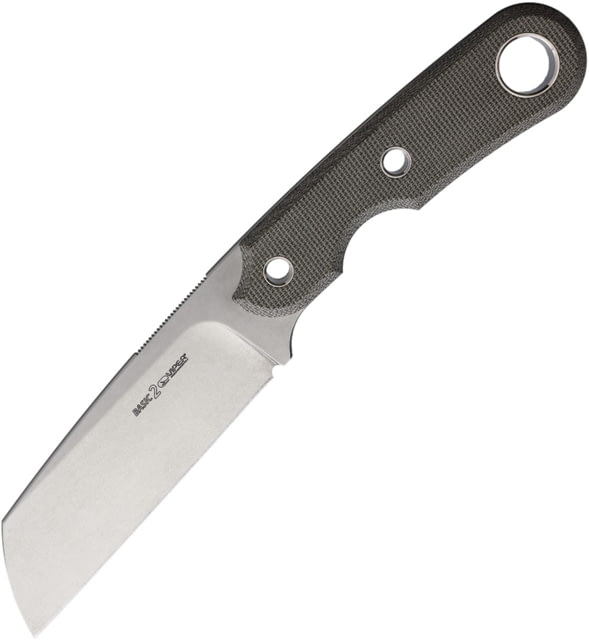 Viper Basic2 Green Micarta Fixed Blade Knife 8in Overall 3.5in Stonewash D2 Tool Steel Sheepsfoot Blade Green Canvas Micarta Handle Black Kydex Belt - Viper