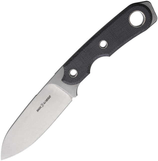 Viper Basic3 Black Micarta Fixed Blade Knife 8in Overall 3.5in Stonewash D2 Tool Steel Spear Point Blade Black Canvas Micarta Handle Black Kydex Belt