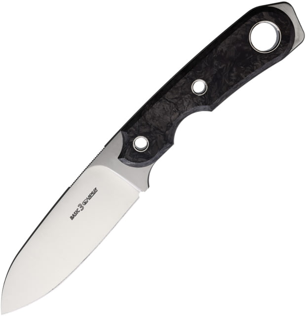 Viper Basic3 CF Fixed Blade Knife 8in Overall 3.5in Satin CPM Magnacut Stainless Spear Point Blade Marbled Carbon Fiber Handle Black Kydex Belt Sheath - Viper