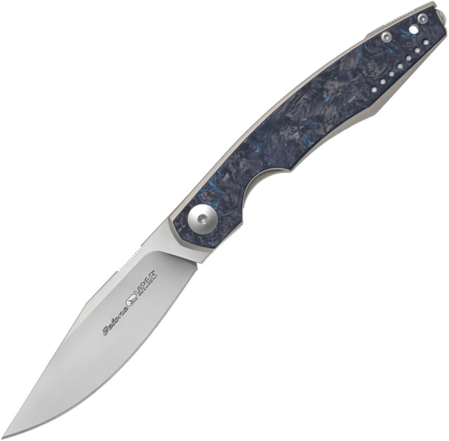 Viper Belone Linerlock Folding Knife 3.25in Satin Bohler M390 Stainless Blade Blue Dark Matter Carbon Fiber Titanium Handle Boxed