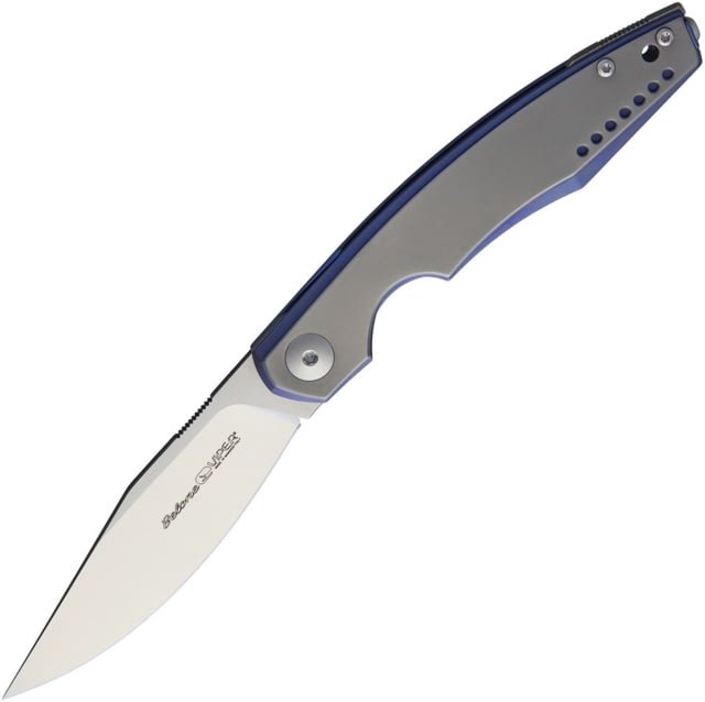 Viper Belone Linerlock Folding Knife 4.5in Closed 3.25in Satin Bohler M390 SS Blade Blue Anodized Titanium Handle With Bead Blast Finish Titanium - Viper