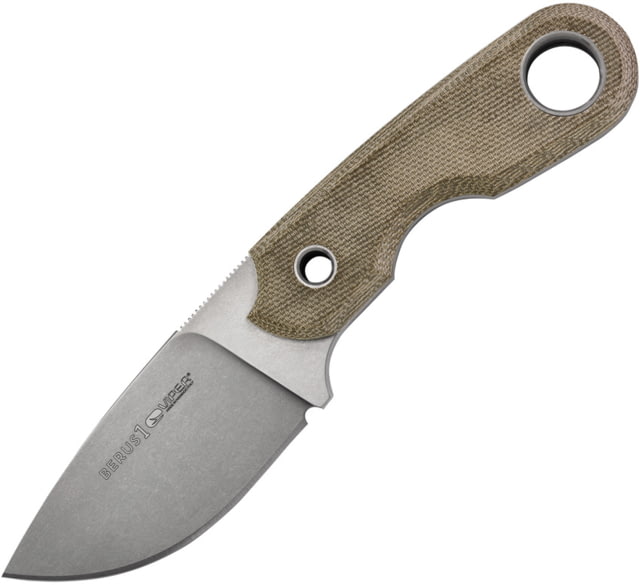 Viper Berus 1 Fixed Blade Green Knife 2.5" stonewash finish Bohler M390 stainless drop p Green canvas micarta handle