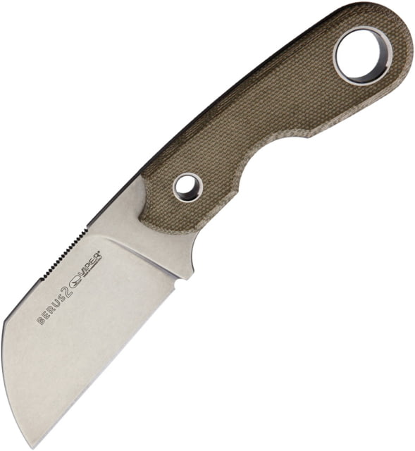 Viper Berus 2 Fixed Blade Green Knife 2.5" stonewash finish Bohler M390 stainless sheeps Green canvas micarta handle