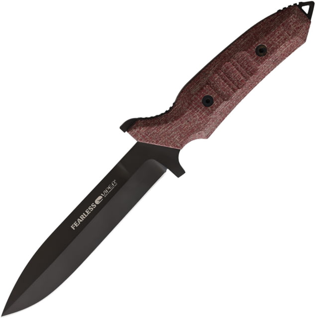 Viper Fearless Fixed Blade DLC Red Knife 6" black DLC coated hollow ground Sleipner tool st Red canvas burlap micarta handle