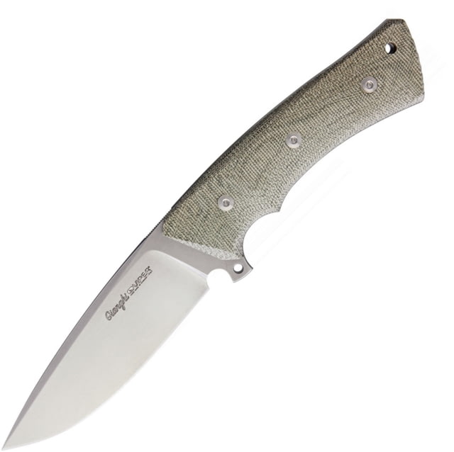 Viper Ganghi Knife 9.75in Overall 4.5in Satin Bohler N690 SS Blade Green Canvas Micarta Handle Brown Leather Sheath - Viper