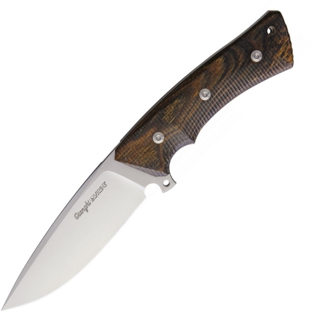 Viper Ganghi Knife 9.75in Overall 4.5in Satin Bohler N690 SS Blade Grooved Bocote Wood Handle Brown Leather Sheath - Viper