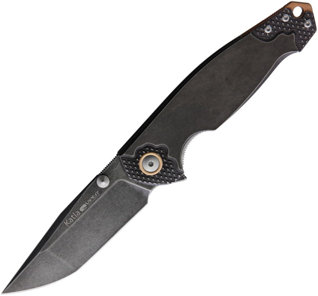 Viper Katla Linerlock Folding Knife 3.25" black stonewash finish Bohler M390 stainless Black stonewash finish titanium handle