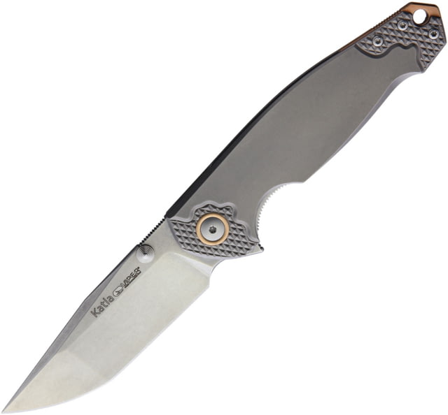 Viper Katla Linerlock Folding Knife 3.25" stonewash finish Bohler M390 stainless tanto Gray textured titanium handle - Viper