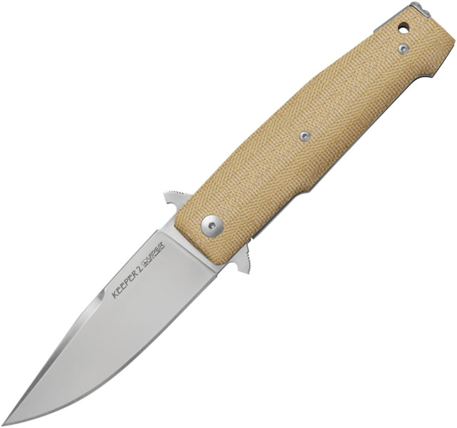 Viper Keeper 2 ASLS Lock Folding Knife 3.75in ELMAX Steel Stonewashed Plain Blade Natural Canvas Micarta Handle