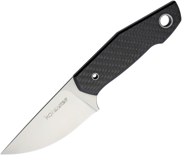 Viper Koi Knife 8in Overall 3.5in Stonewash Bohler M390 SS Blade Carbon Fiber Handle Black Kydex Sheath - Viper