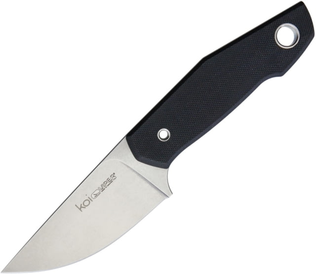 Viper Koi Knife 8in Overall 3.5in Stonewash Bohler N690 SS Blade Black G10 Handle Black Kydex Sheath - Viper
