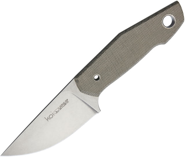 Viper Koi Knife 8in Overall 3.5in Stonewash Bohler N690 SS Blade Green Linen Micarta Handle Black Kydex Sheath - Viper