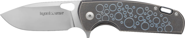 Viper Kyomi Blue Circles Folding Knife 4.25in Closed 3.25in Satin CPM-20CV Stainless Drop Point Blade Blue Anodized Titanium Handle - Viper