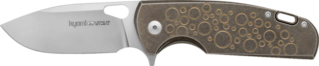 Viper Kyomi Bronze Circles Folding Knife 4.25in Closed 3.25in Satin CPM-20CV Stainless Drop Point Blade Bronze Anodized Titanium Handle