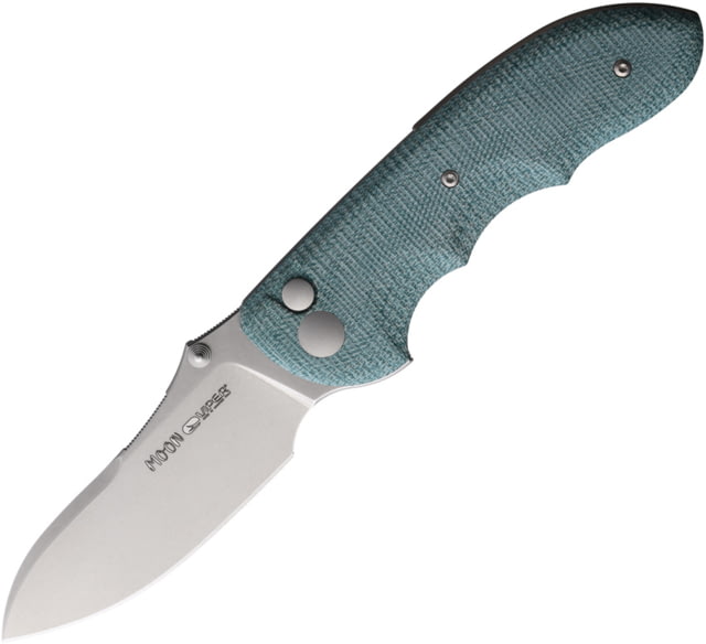 Viper Moon Button Lock Folding Knife 3.5in MagnaCut Steel Stonewashed Blade Green Canvas Micarta Handle - Viper