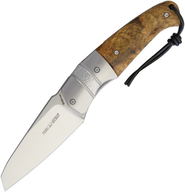 Viper Novis Linerlock Folding Knife Novis Linerlock 4in Closed 3in Satin Bohler M390 SS Blade Bocote Wood Handle SS Bolster Black Leather Pouch - Viper