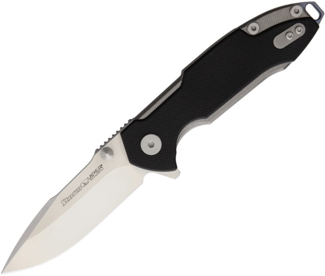 Viper Storm Linerlock Folding Knife Storm Linerlock 4.5in Closed 3in Satin Bohler M390 SS Drop Point Black G10 Handle Thumb Stud Pocket Clip Designed - Viper