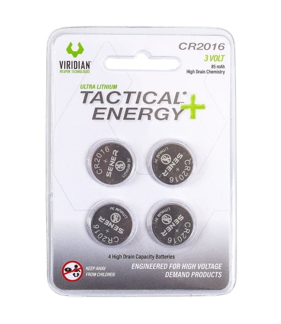 Viridian Weapon Technologies Tactical Energy+, CR2016 Lithium Battery 4-pack, 350-0013