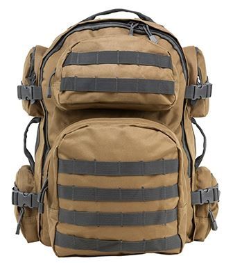 Vism  Series Tactical Backpack with Ballistic Soft Panel-Rectangle Cut 10in X12in Tan U Gry Trim - Vism