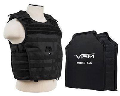 Vism  Series Expert Plate Carrier w/ Two 11in X14in Soft Ballistic Panels Black - Vism