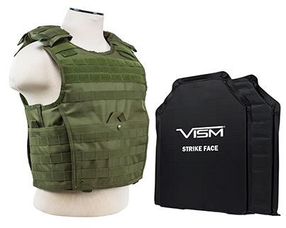 Vism  Series Expert Plate Carrier w/ Two 11in X14in Soft Ballistic Panels Green - Vism